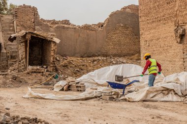 ERBIL, IRAQ - 9 Ekim 2022: Irak Kürdistan Bölgesi, Erbil 'deki Erbil kalesinde yenileme çalışmaları