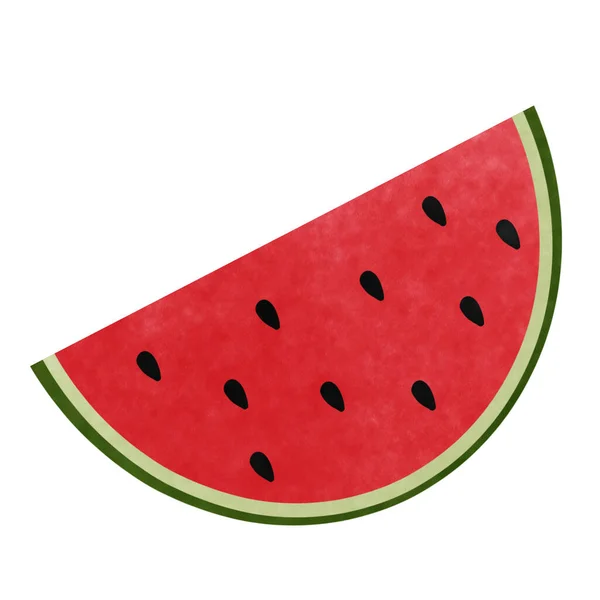 Zeichnung Von Wassermelone Isoliert Auf Weißem Hintergrund Für Nahrungsmittel Und — Stockfoto