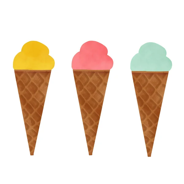 Zeichnung Jeder Eissorte Isoliert Auf Weißem Hintergrund Für Lebensmittel Und — Stockfoto