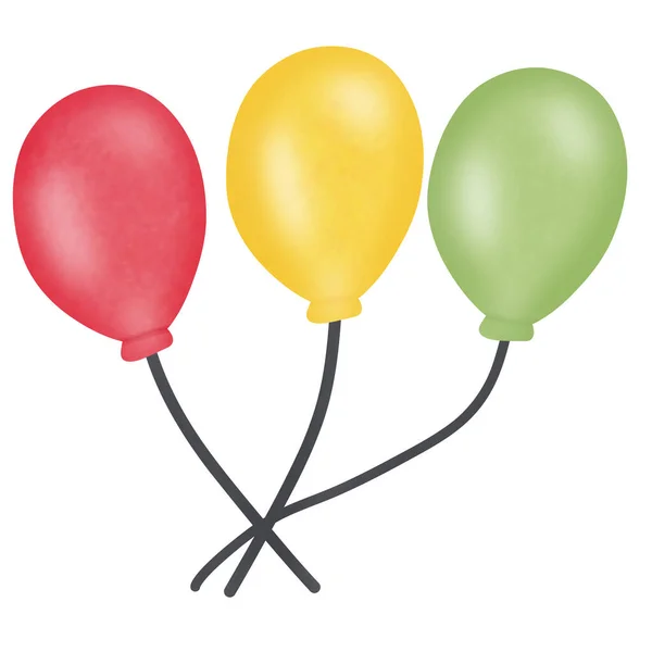 Drawing Colorful Balloon Isolated White Background Usage Illustration Decorative Element — Stock Photo, Image