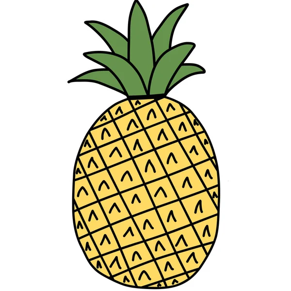 Zeichnung Von Ananas Isoliert Auf Weißem Hintergrund Zur Verwendung Als — Stockfoto