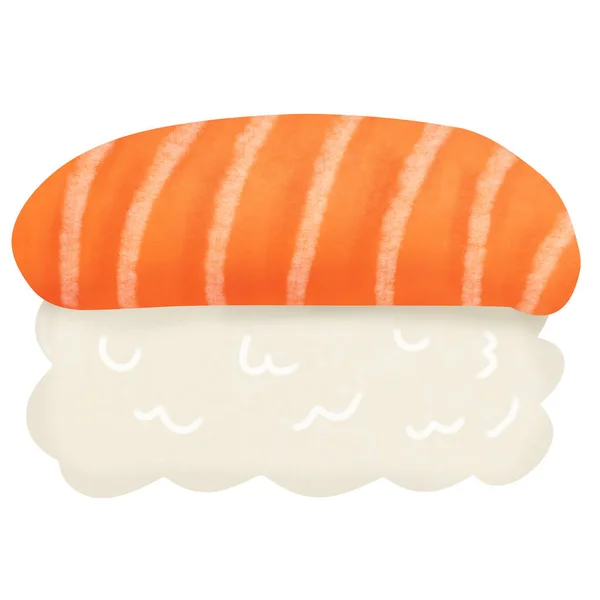 Ritning Lax Sushi Isolerad Vit Bakgrund För Användning Som Illustration — Stockfoto