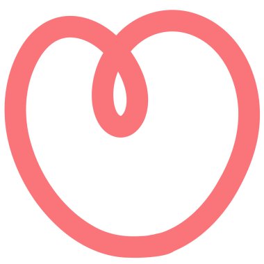 Kırmızı kalp şeklinin çizimi beyaz arka planda izole edilmiş. Resim, dekoratif bir unsur, Sevgililer Günü ve aşk konsepti olarak kullanılıyor.