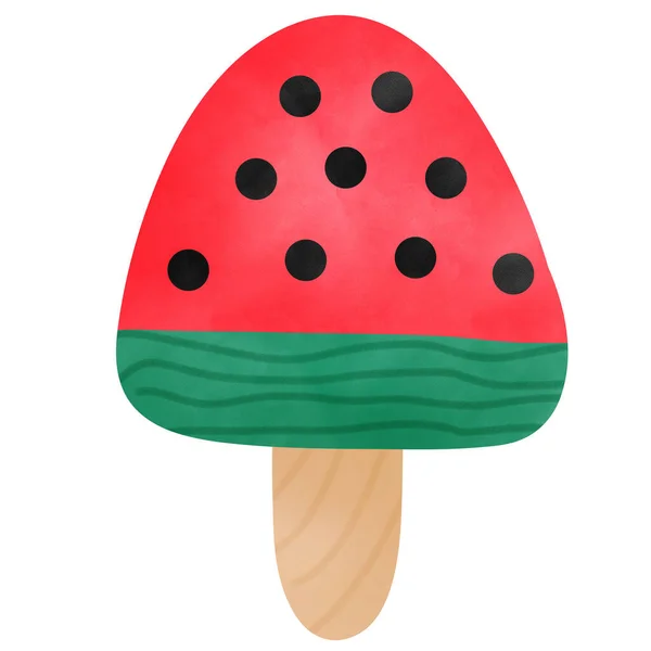 Zeichnung Eines Spießes Aus Wassermelone Isoliert Auf Weißem Hintergrund Zur — Stockfoto