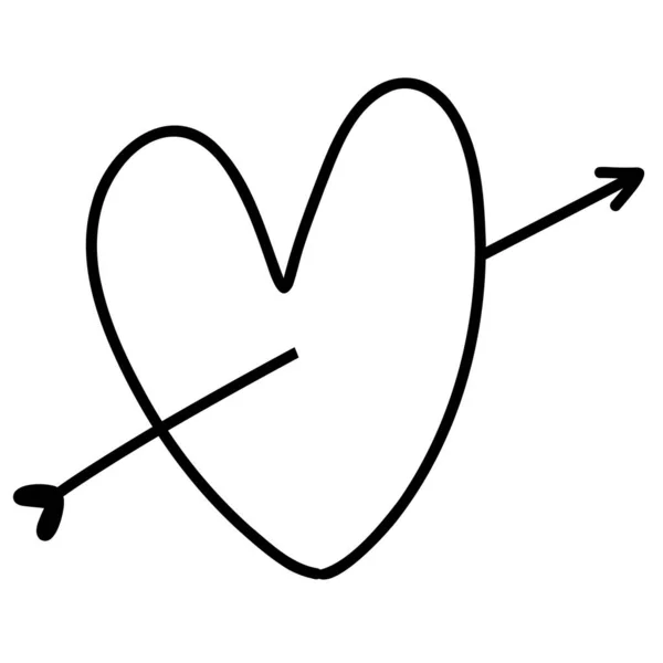 Zeichnung Der Herzform Mit Pfeil Auf Weißem Hintergrund Zur Verwendung — Stockfoto