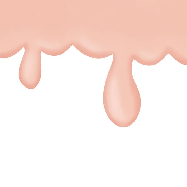 粉红流动的液体或融化的奶油从白色背景中分离出来作美学和装饰用 — 图库照片