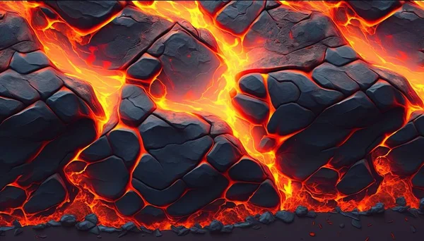 Magma volcano background. Lava fire using UI UX Design