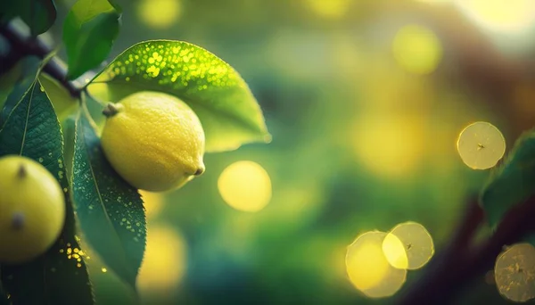 Summer Green Garden with Lemon Background