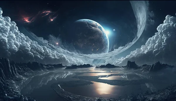 Space Art Fantasy and Sky with Cloud Background