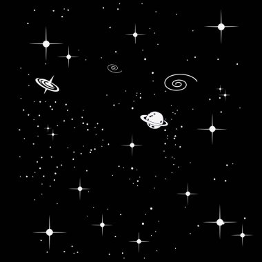 uzay yıldızları ve ay