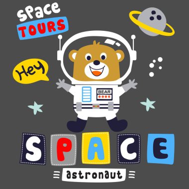 Tatlı astronot çizgi film etiketi metin için alanı var