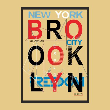 New York, New York, Brooklyn, Brooklyn 'de. Klasik poster tasarımı, t-shirt baskısı, baskı.