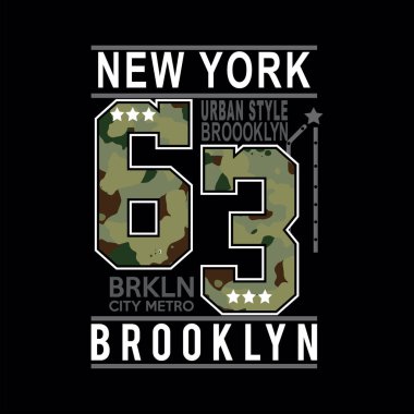New York Şehri, Brooklyn T-shirt Moda, baskı ve giyim için grafik tasarım.