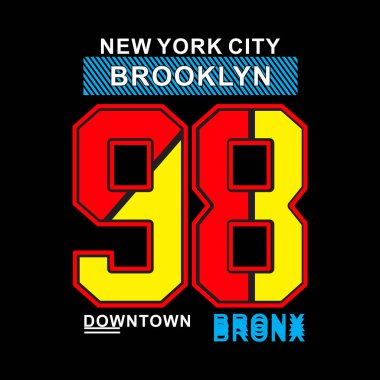Brooklyn City tişört tasarımı, vektör illüstrasyonu