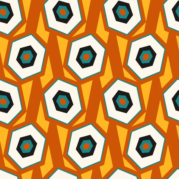 Geometric Pattern Hexagons Chevrons Retro Mid Century Style Bright Yellow Stock Illustration