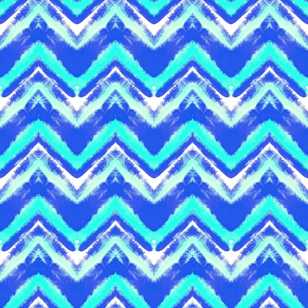 Bright Blue Chevron Pattern Hand Drawn Watercolor Seamless Texture — Stock Photo, Image