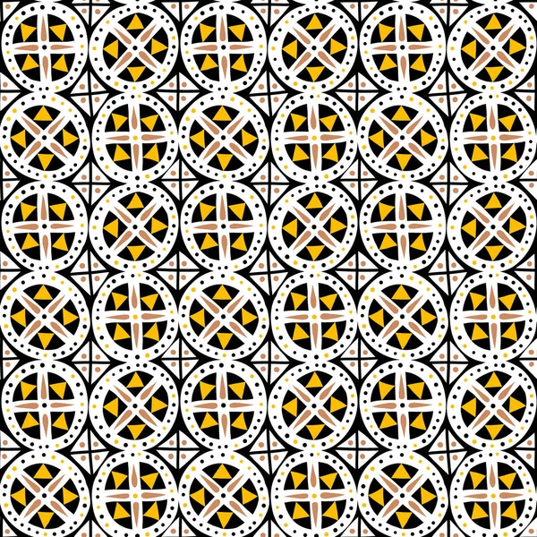 Геометрический Векторный Рисунок Африканским Мотивом Бесшовный Векторный Фон Кругами Точками — стоковый вектор