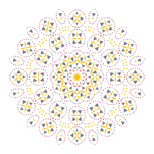 Mandala Žluté Šedé Barvy Tenkými Detaily — Stockový vektor