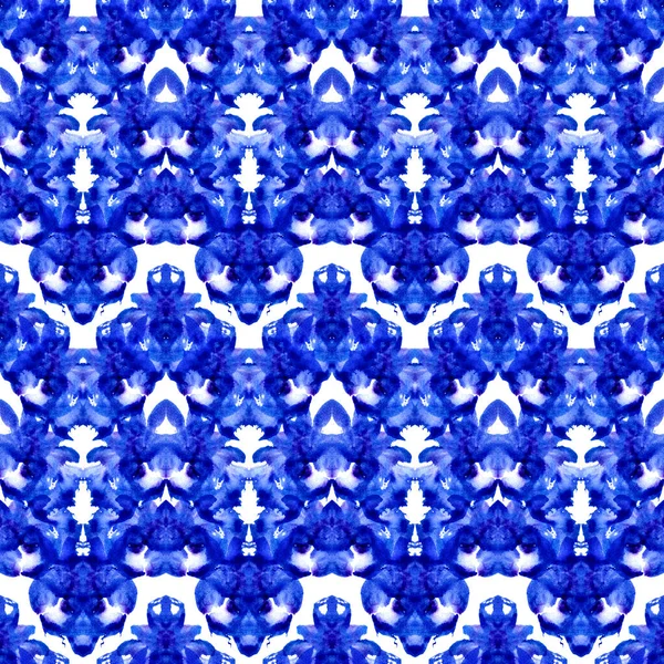 Aquarel Stropdas Kleurstof Patroon Met Chevron Motief Naadloze Textuur Blauwe — Stockfoto