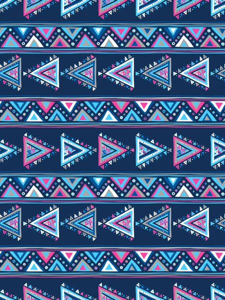 Aztec Безшовний Векторний Візерунок Різнокольоровими Трикутниками Етнічний Племінний Дизайн Геометричними — стоковий вектор