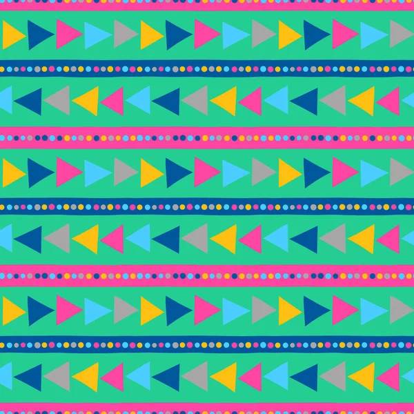 Modello Vettoriale Azteco Senza Soluzione Continuità Con Triangoli Colorati Design — Vettoriale Stock