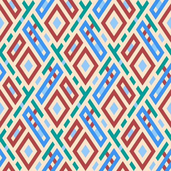 矢量无缝图案与迷宫设计 简单的几何背景在梯形的色彩 中世纪风格复古时尚杂志 — 图库矢量图片