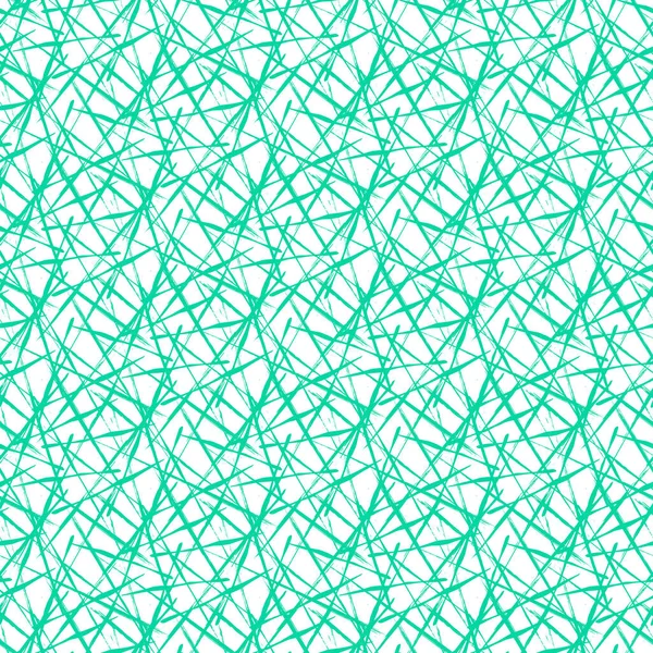 混沌とした筆致のシームレスベクトルパターン ミントグリーンとホワイトで手描きの背景 — ストックベクタ