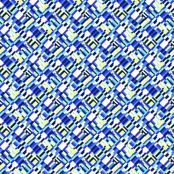 五彩缤纷的小正方形 蓝色和绿色的矢量无缝图案 — 图库矢量图片