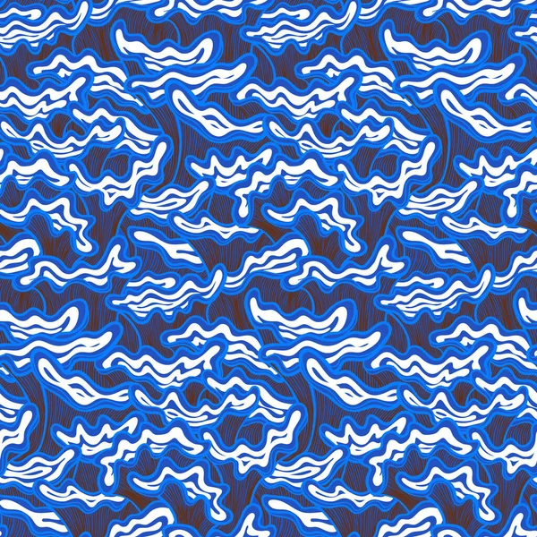 Champignons Brillants Motif Vectoriel Sans Couture Bleu — Image vectorielle