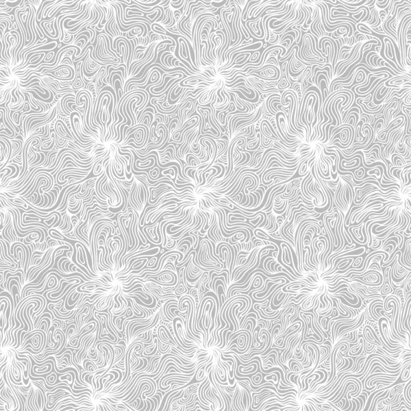 Белые Каракули Бесшовный Векторный Рисунок Размахивающимися Линиями Волнами Цветущий Фон — стоковый вектор