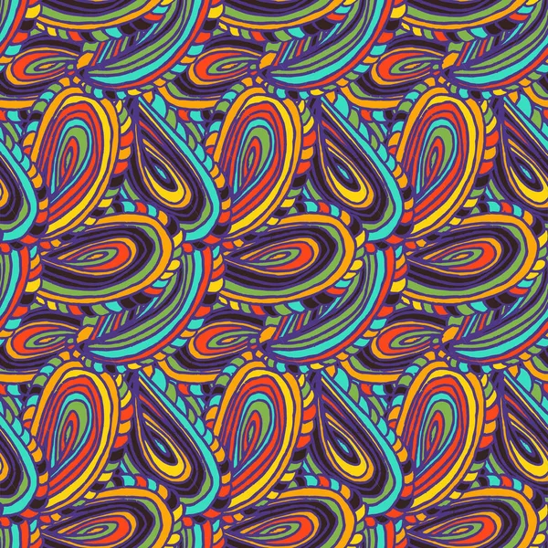 Απλό Doodle Paisley Αδιάλειπτη Διανυσματικό Μοτίβο Πολύχρωμο Σχέδιο Hippie Στυλ — Διανυσματικό Αρχείο