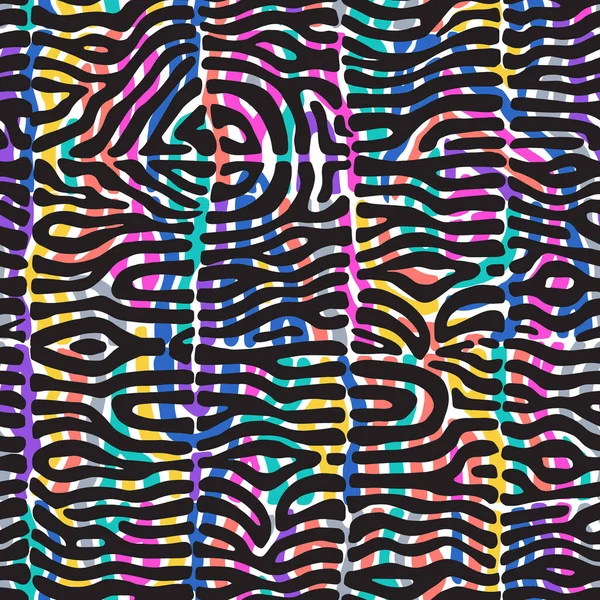 Renkli Zebra Izi Siyah Çizgileri Renkli Arkaplanda Çizgileri Olan Kusursuz — Stok Vektör