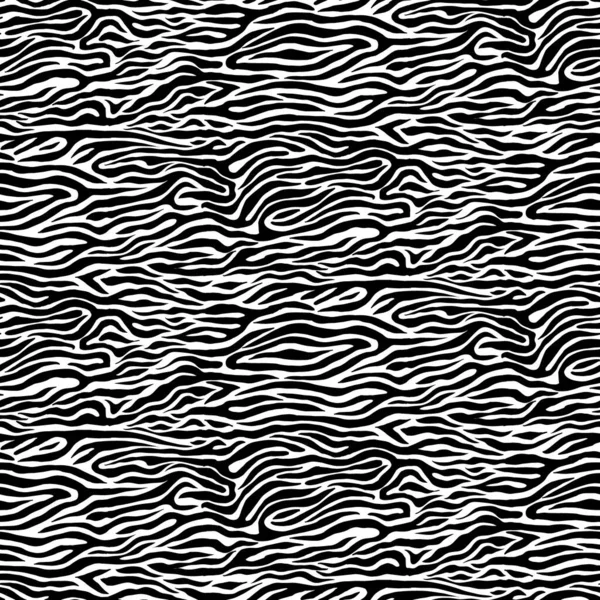 Modern Zebra Print Seamless Vector Pattern Black Lines Stripes White — Stock Vector