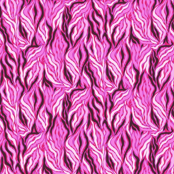 Modern Pink Zebra Print Seamless Vector Pattern Lines Stripes Pink — Stock Vector
