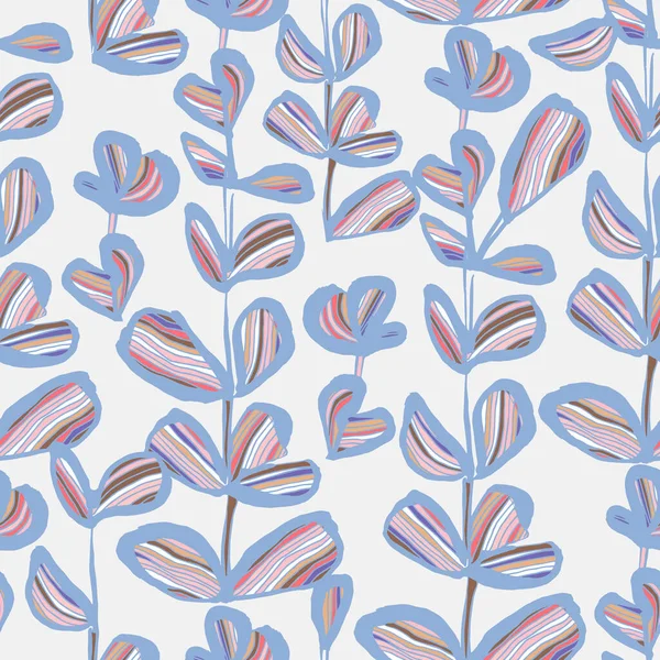 丸い縞模様の葉を持つ抽象植物 半世紀のスタイルでシームレスベクトルパターン ストックベクター