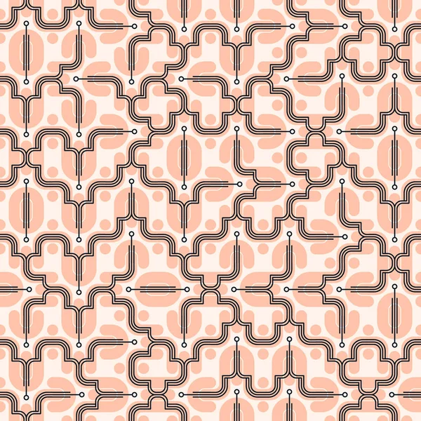 粉红艺术装饰 无缝矢量图案粉红色 优雅的中世纪墙纸设计 现代几何印刷品和详细的线性背景 — 图库矢量图片