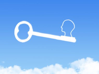 key to user shape clouds , business concept on blue sky