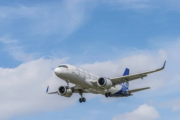 stock image SAS Scandinavian Airlines landing at Heathrow Airport. London, United Kingdom, July 6, 2024. High quality photo