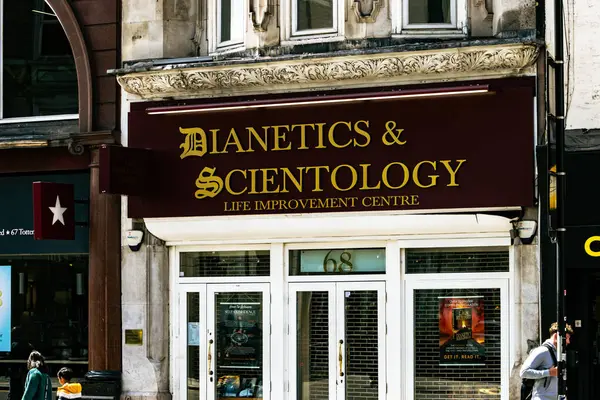 stock image Dianetics and Scientology Life Improvement Centre, Tottenham Court Road, London, UK, July 7 2024. High quality photo