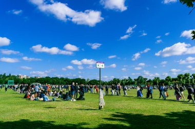 Wimbledon için kuyruğa girip kamp yapmak. Londra, Birleşik Krallık, 6 Temmuz 2024. Yüksek kalite fotoğraf