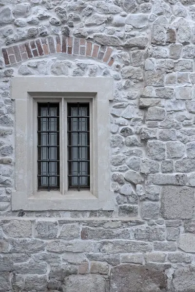 window on old church wall, stone facade background for your design