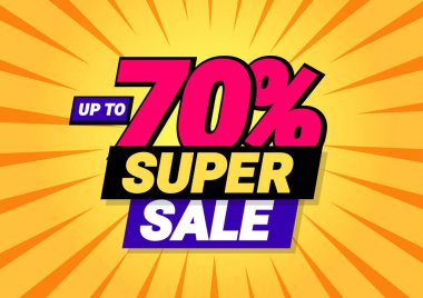 Özel tekliflerin süper satışı. İndirim fiyatı 70. Satın alma gününde perakende satış kampanyası için kırmızı etiketli bir ilan. vektör illüstrasyonu