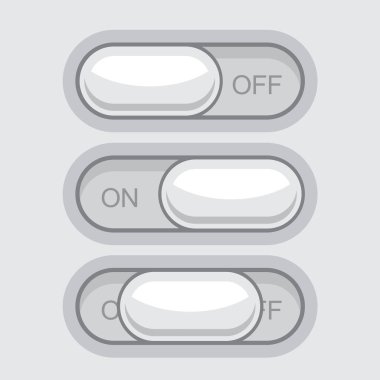 Açık Web UI Elementleri Tasarımı Gri. Element Düğmeleri, Değiştiriciler, Kaydırıcı