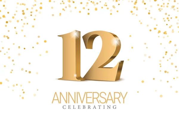 Anniversary Gold Numbers Poster Template Celebrating 12Th Anniversary Event Party — Stock Vector
