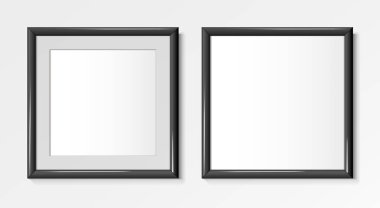 Resimler ve fotoğraflar için gerçekçi kare siyah çerçeve. Vektör illüstrasyonu.