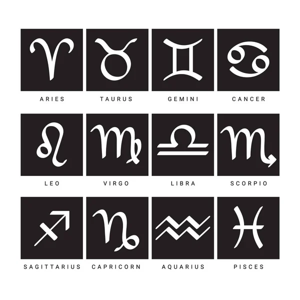 Segno Zodiacale Simboli Astrologici Delle Dodici Costellazioni Zodiacali Isolate Sfondo — Vettoriale Stock