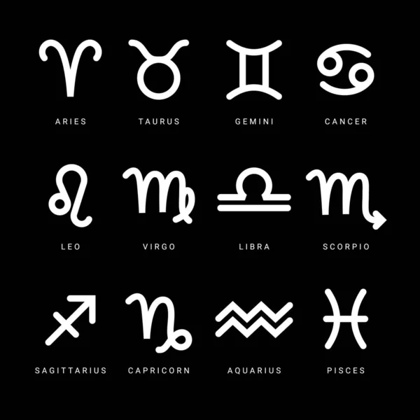 Signo Zodíaco Símbolos Astrológicos Das Doze Constelações Zodiacais Isoladas Sobre —  Vetores de Stock