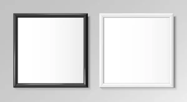 Cadres Carrés Réalistes Noir Blanc Pour Peintures Photographies Illustration Vectorielle — Image vectorielle