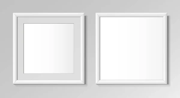 絵画や写真のための現実的な正方形の白いフレーム ベクトルイラスト — ストックベクタ