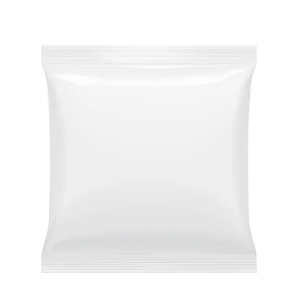 白色现实的聚乙烯袋 包装包裹或食品和其他产品 为品牌模板做模特 矢量说明 — 图库矢量图片
